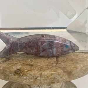 Zuni Carved Fish Fetish Bead Drilled Stone Native American Animal Carving VTG 1"